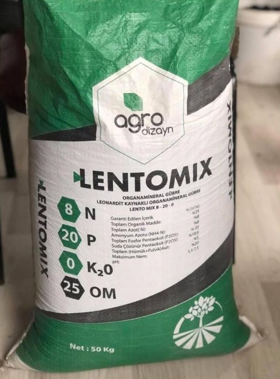 LENTOMİX 8-20-0 + (25OM) LEONARDİT KAYNAKLI ORGANOMİNERAL GÜBRE